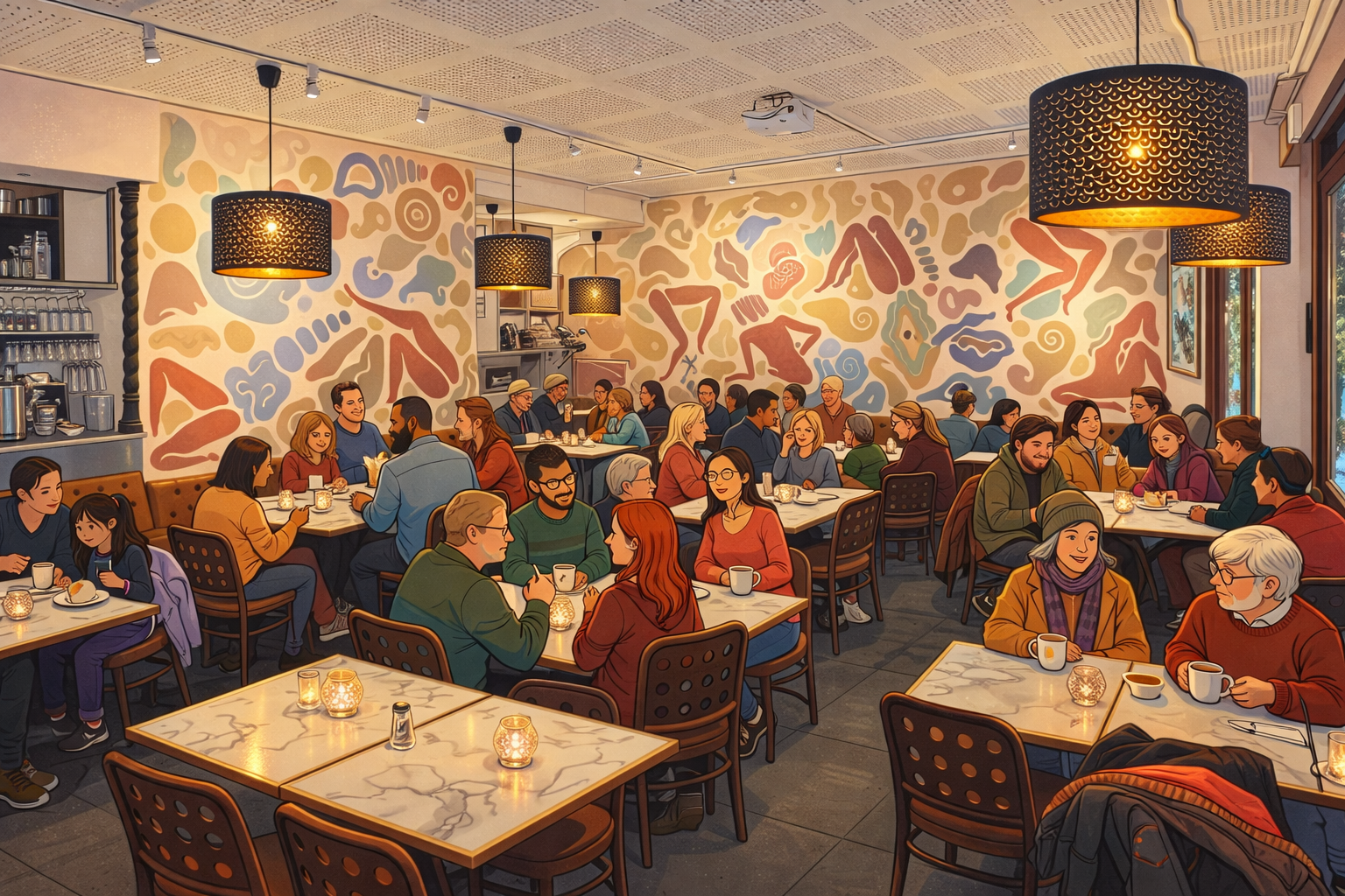 Stemningsbillede fra Café Oscar på Bredgade nær Kongens Nytorv